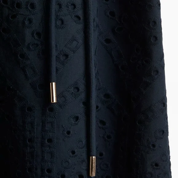 H&M Navy Blue Midi Eyelet Dress. Impeccable quality. - Picture 5 of 10